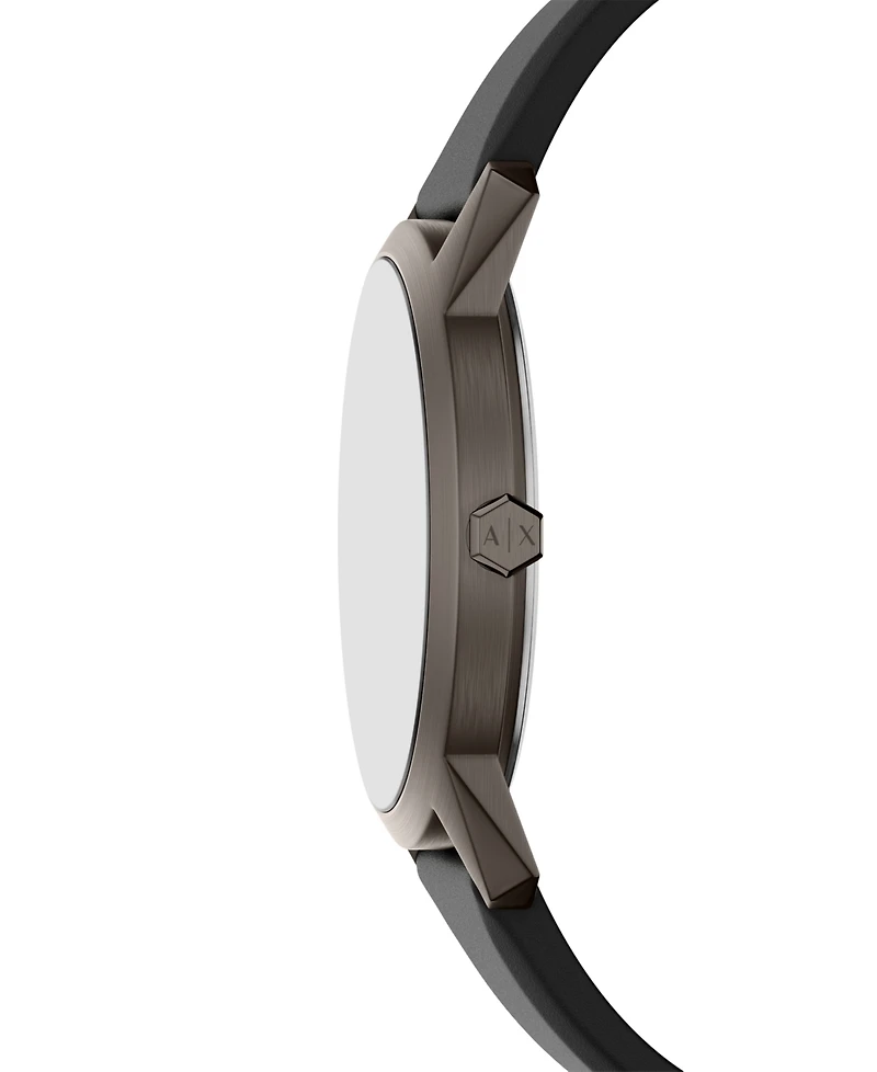 Armani Exchange Men's Quartz Three Hand Black Silicone Watch 42mm
