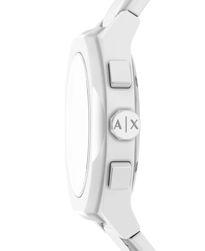 Armani Exchange Men's Sync Quartz Chronograph White Silicone Watch 44mm