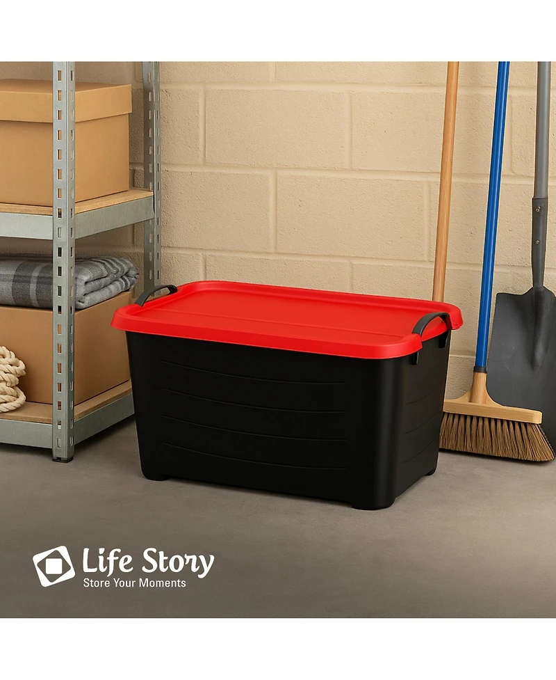 Life Story 55 Quart Stackable Storage Bin, Heavy Duty Lidded Container, 6 Pack
