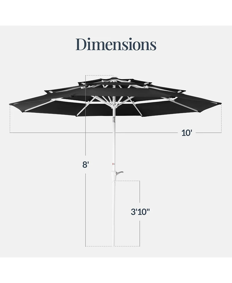 Best Choice Products 10ft 3-Tier Patio Umbrella White Pole, Outdoor Market Steel Pole