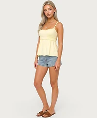Edikted Women's Zepher Scoop Neck Lettuce-Edge Cotton-Blend Tank Top