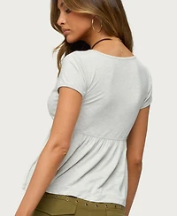 Edikted Women's Chere V-Neck Ruched-Bust Babydoll Top