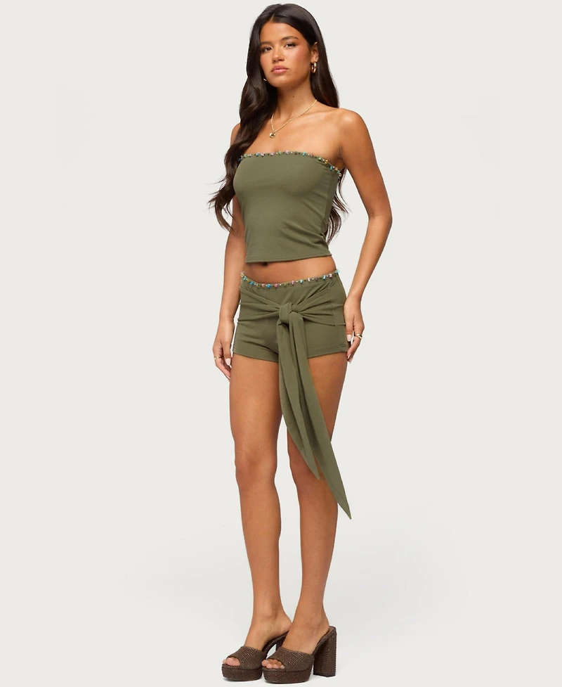 Edikted Women's Monroah Beaded Strapless Top