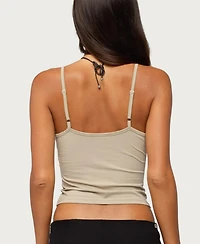 Edikted Women's Zanna V-Neck Keyhole-Tie-Front Tank Top