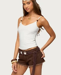 Edikted Women's Lilliana Beaded V-Neck Tank Top
