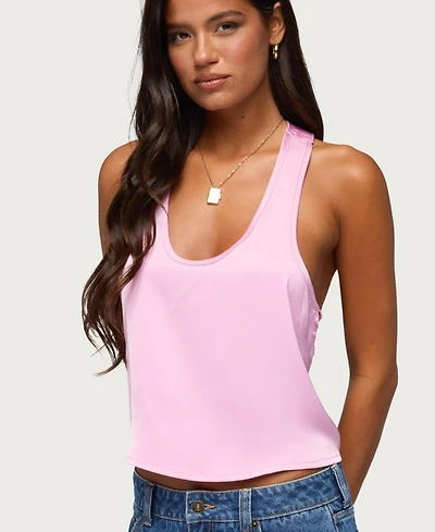 Edikted Women's Backless Scoop Neck Satin Tank Top