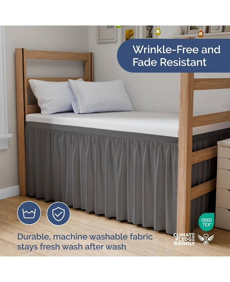 Cgk Unlimited Elastic Wrap Around Dorm Bed Skirt, Easy Fit 32-42" Extra Long Drop