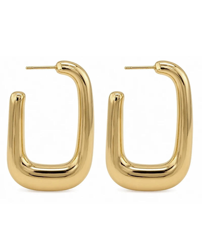 And Now This Silver, Gold Plated Brass Puff Dimensional Hoop Earring