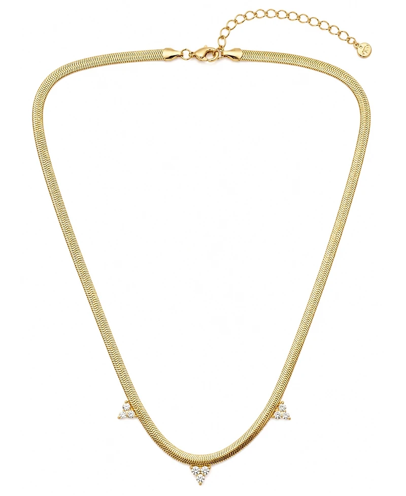 And Now This Cubic Zirconia Flat Herringbone Chain Necklace