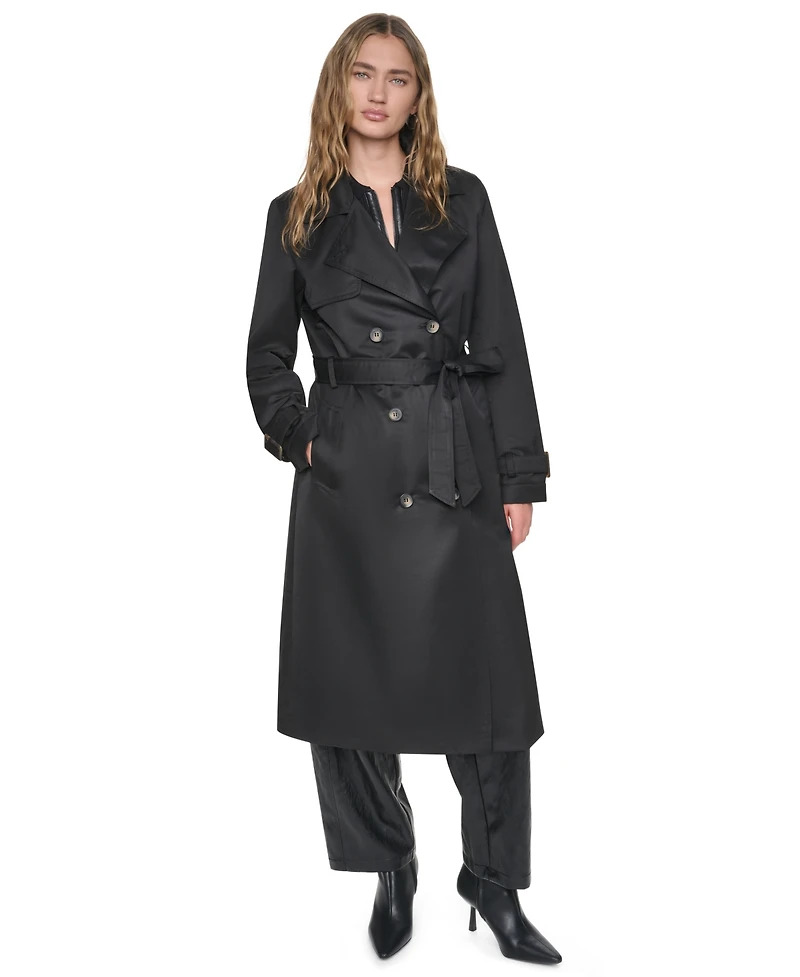 Dkny Women's Quilted Hooded Trench Coat