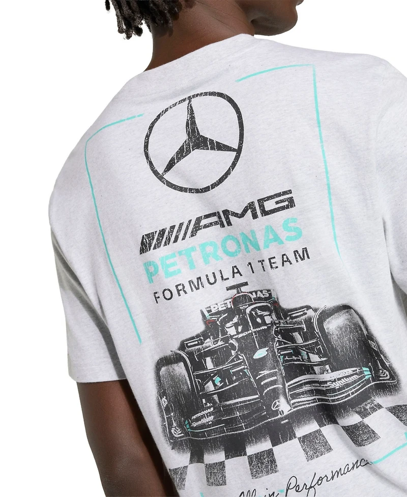 Adidas Men's Heather Gray Mercedes-amg Petronas F1 Team Graphic T-Shirt