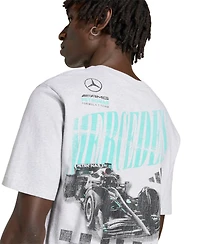 Adidas Men's Heather Gray Mercedes-amg Petronas F1 Team Angled Graphic T-Shirt