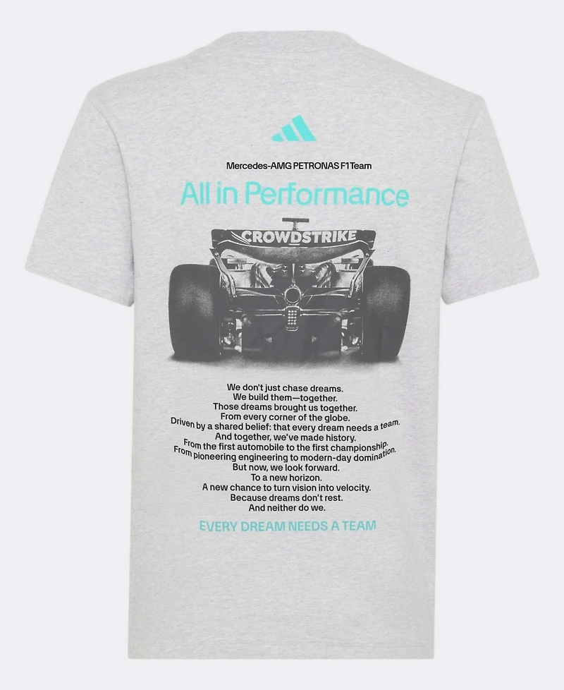 Adidas Big Boys and Girls Gray Mercedes-amg Petronas F1 Team Graphic T-Shirt