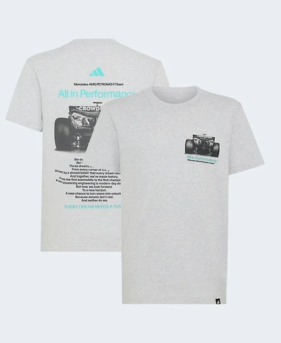 Adidas Big Boys and Girls Gray Mercedes-amg Petronas F1 Team Graphic T-Shirt