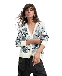 Desigual Women's M. C. Lacroix Floral-Print Jacquard Button-Front Cardigan