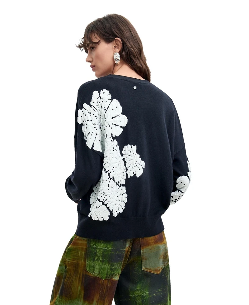 Desigual Women's M. C. Lacroix Jacquard Floral Sweater