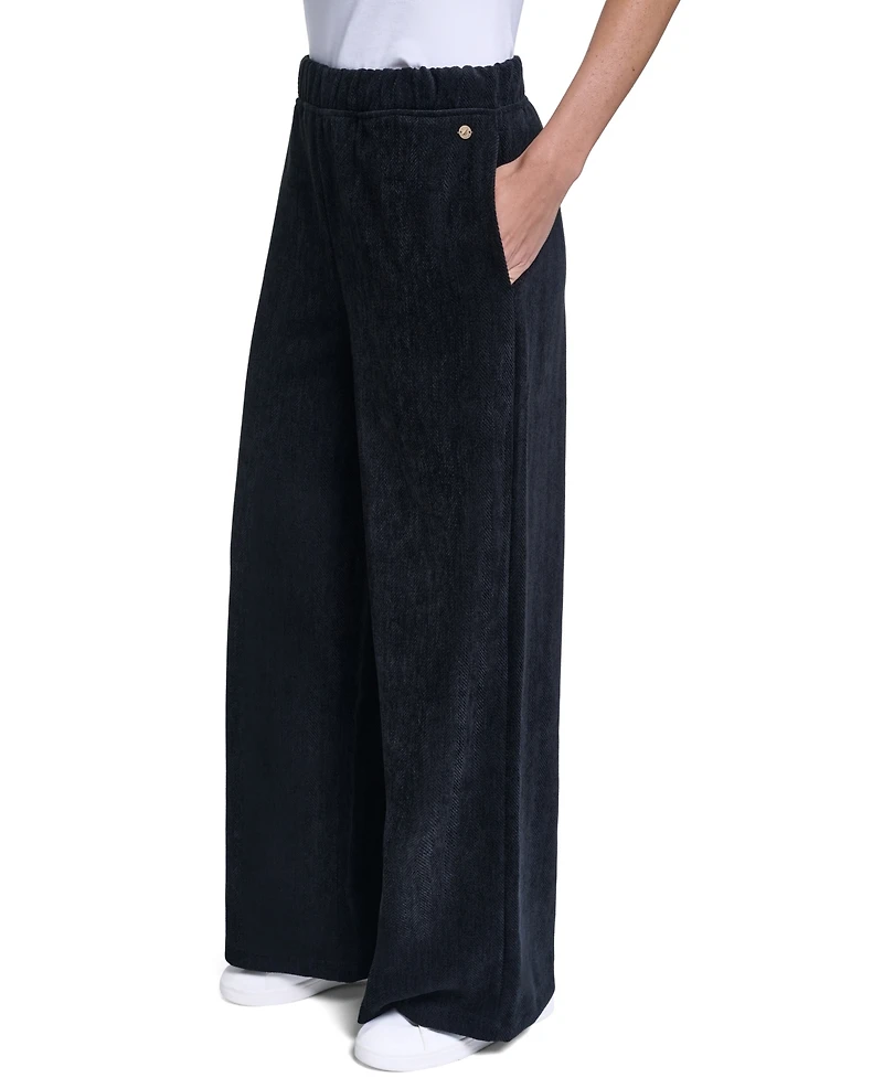 Nautica Women's High-Rise Wide-Leg Herringbone Pants