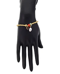 Unwritten Crystal Gold-Plated Beaded Heart Charm Stretch Bracelet