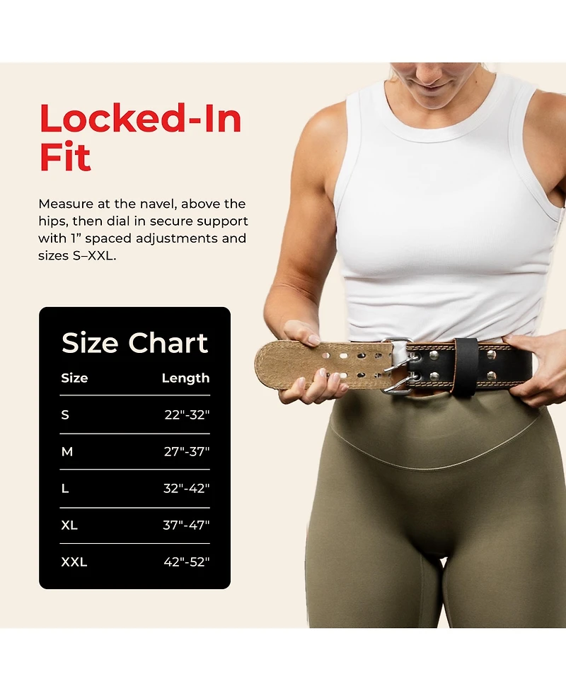 Sunny Health & Fitness Heavy-Duty 4" Leather Weightlifting Belt with Back Support And Adjustable Fit for Strength Training