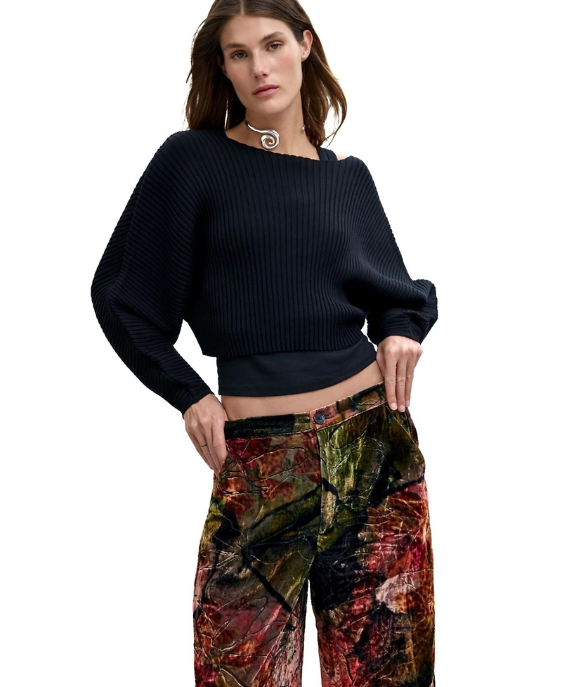 Desigual Women's M. C. Lacroix Wide-Leg Velvet Trousers