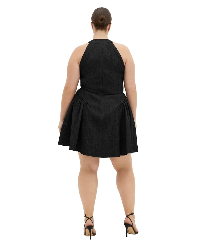 City Chic Women's Plus Halter Jacquard Mini Dress
