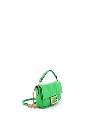 Pre-Owned Fendi Mini Baguette Nm Bag Zucca Embossed Leather