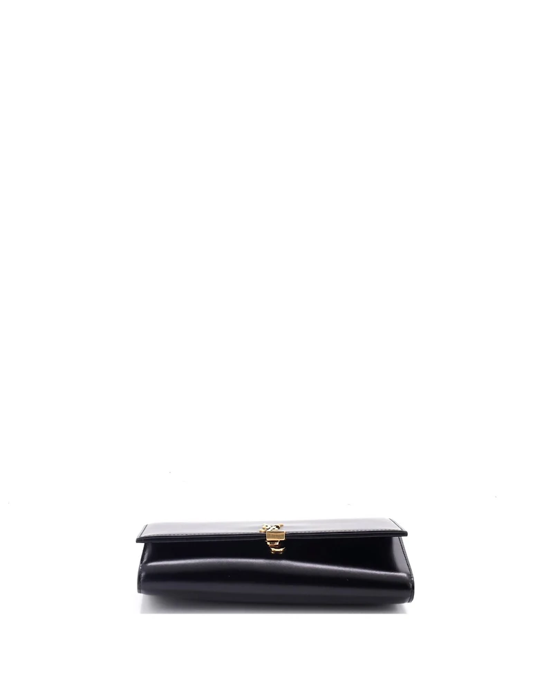 Pre-Owned Saint Laurent Classic Monogram Flap Chain Wallet Leather