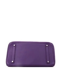 Pre-Owned Hermes Birkin 35 Handbag Purple Clemence with Palladium Hardware