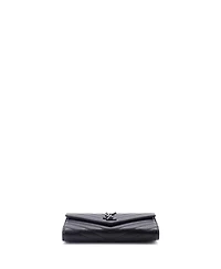 Pre-Owned Saint Laurent Large Classic Monogram Flap Wallet Matelasse Chevron Leather