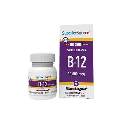 Superior Source No Shot Vitamin B-12 Cyanocobalamin 10000 mcg - Sublingual Tablets