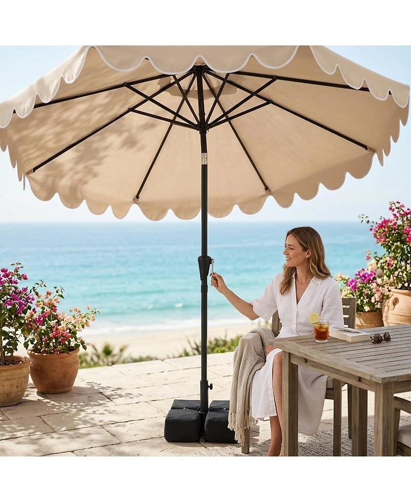Sugift 10 Feet Patio Umbrella with Weighted Base and 2 Sandbags
