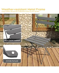 Clihome 3 Piece Folding Metal Bistro Set, Foldable Round Table and 2 Chairs Indoor Outdoor Patio Furniture