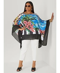 Ashley Stewart Plus Printed Crepe Tunic