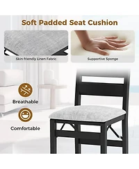 Costway Folding Chairs Set of 4 Upholstered with Comfy Backrest Padded Seat