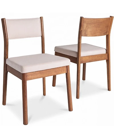 Best Choice Products Dining Chairs Set of 2, Modern Solid Wood and Upholstered Chairs, Armless with Cushion and Backrest