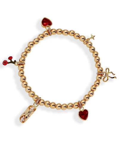 Alex and Ani There Cannoli Be You' Bow and Heart Beaded Charm Stretch Bracelet