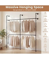 Hongge 9-Inch Double Tier Pipe Clothing Rack for Wall Mounting