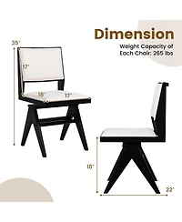 Costway Mid Century Modern Dining Chairs Set of 2 Faux Shearling Upholstered Dinner Chairs