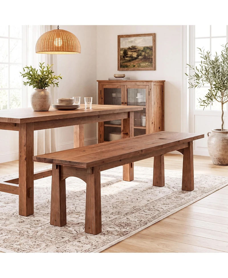Tribesigns 55 Inch Solid Wood Dining Bench,Farmhouse Dining Room Bench