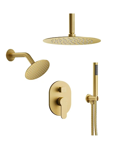Everstein Ceiling Mount High-Pressure Rainfall Shower Faucet Dual Showerheads System with Rough-in Valve Handheld