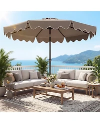 Sugift 9 Feet Patio Umbrella with Weighted Base and 2 Sandbags