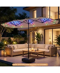 Sugift 13 Ft Double-Sided Patio Umbrella with Color-Changing Flowing Solar Led Lights