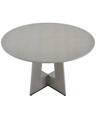 Slickblue Farmhouse Round Dining Table with Thick Wooden Legs Design