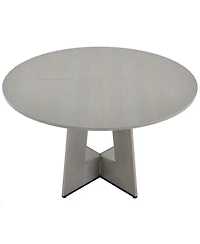 Slickblue Farmhouse Round Dining Table with Thick Wooden Legs Design