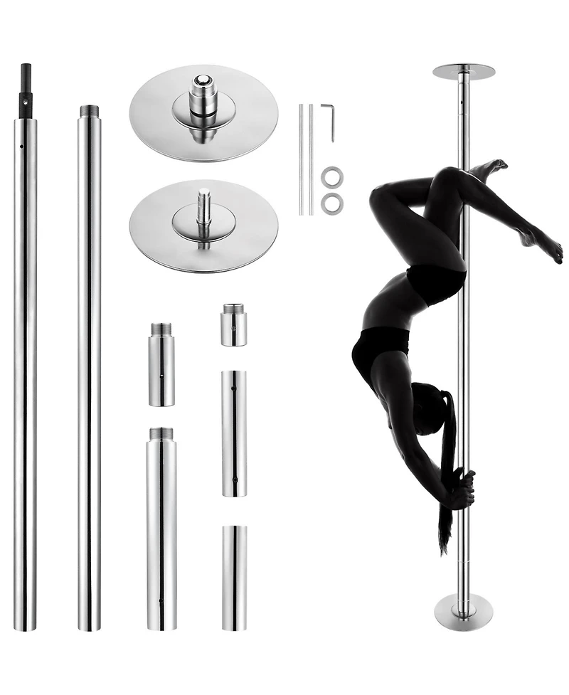 Sugift 45mm 2-in-1 Spinning Static Dancing Pole Kit Portable Removable Adjustable Fitness Pole