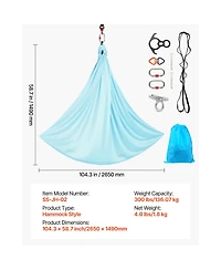 Sugift Aerial Yoga Hammock Swing With Nylon Fabric Daisy Rope Pe Zipper Bag 300 lbs Load Dual-Function