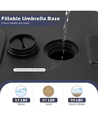 Sugift 90 Lbs Fillable Heavy Duty Umbrella Base with 2 Wheels