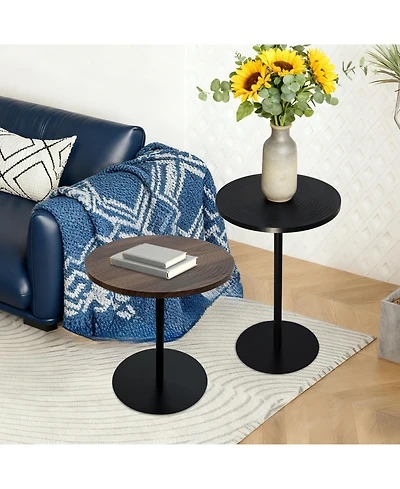 Flynama 2-Piece Nesting Round Tables, Concentric Circle Top