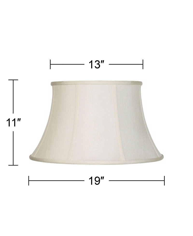 Imperial Shade Set of 2 Bell Lamp Shades Cream Large 13" Top x 19" Bottom x 11" High Spider Replacement Harp and Finial Fitting