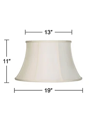 Imperial Shade Set of 2 Bell Lamp Shades Cream Large 13" Top x 19" Bottom x 11" High Spider Replacement Harp and Finial Fitting